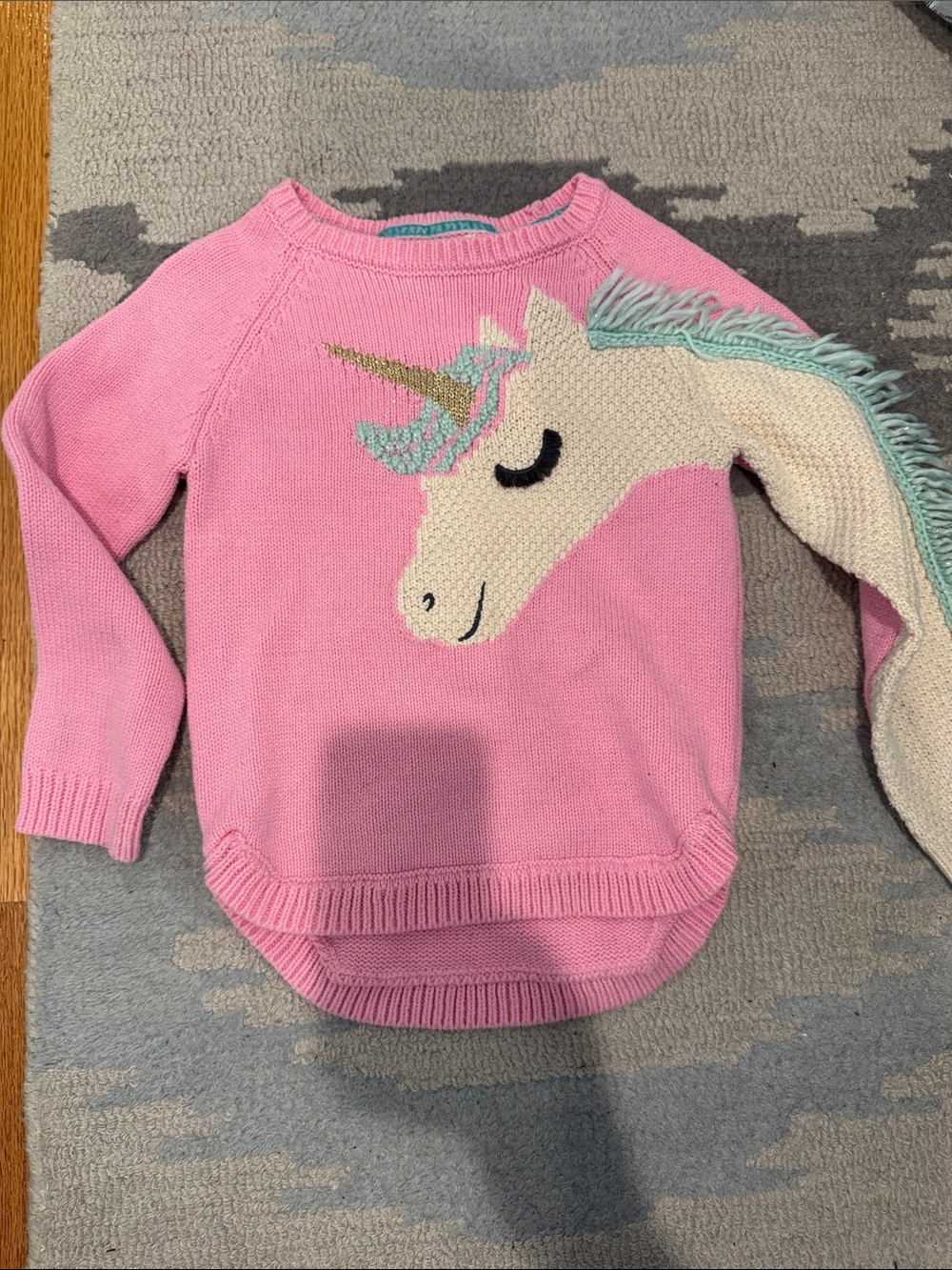 Pink Girls' Unicorn Knit Sweater